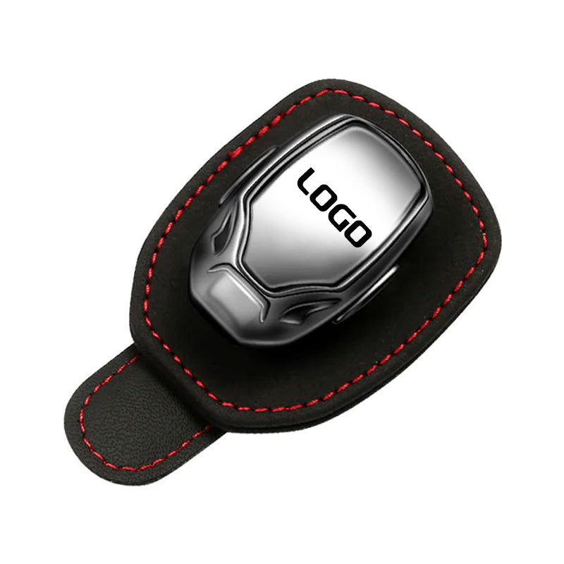 Clip multifunzionale in pelle scamosciata per occhiali con il logo della tua auto