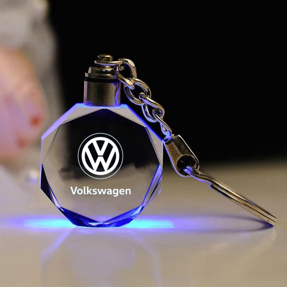 Portachiavi con logo automobilistico in 3D in cristallo
