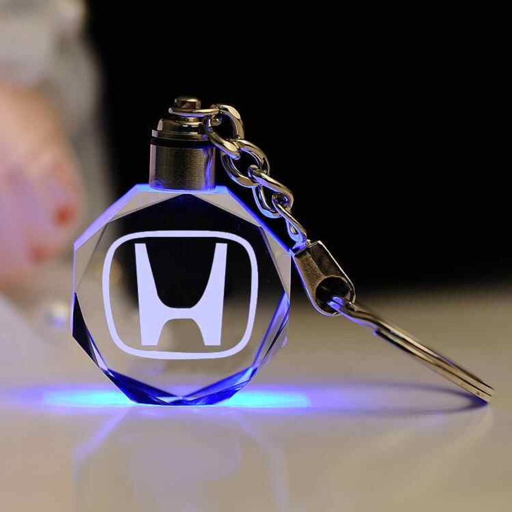 Portachiavi con logo automobilistico in 3D in cristallo